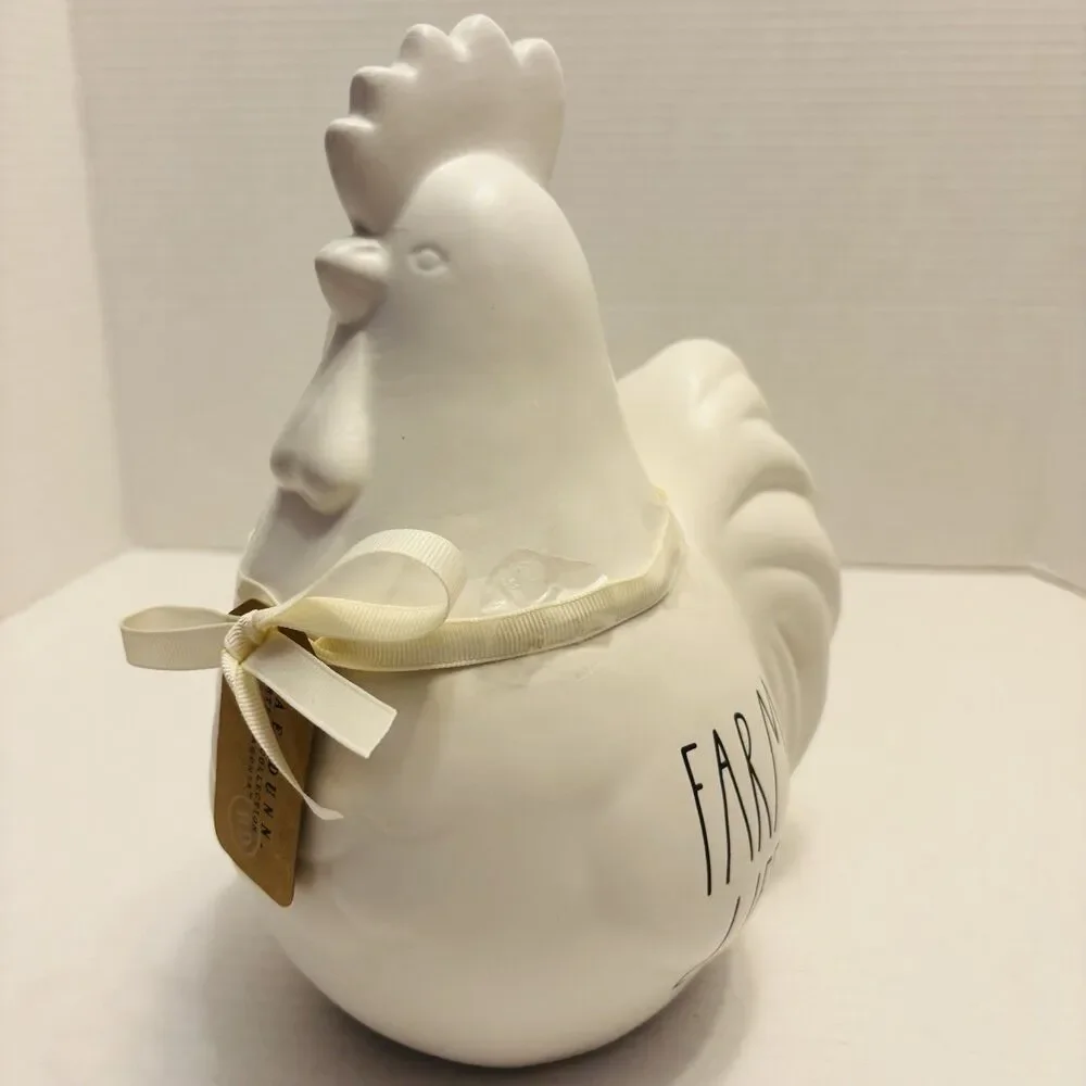 Rae Dunn Artisan Canister Cookie Jar Farm House Life Chicken Rooster White NWT